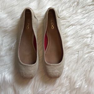 ALDO TAN WITH GOLD SHIMMER BALLET FLATS